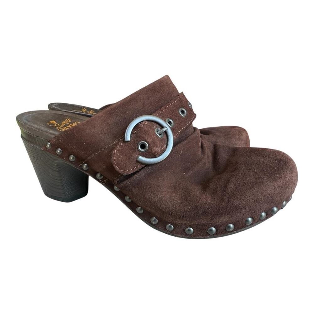 Dansko Nadine Clog Heel Brown Suede Women size 38 US 8